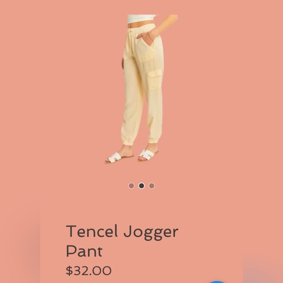 Love Tree Tencel Jogger Pants in Light Cream - Picture 1 of 8